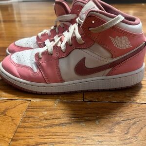 Nike Kids Pink and White High-Top Sneakers
